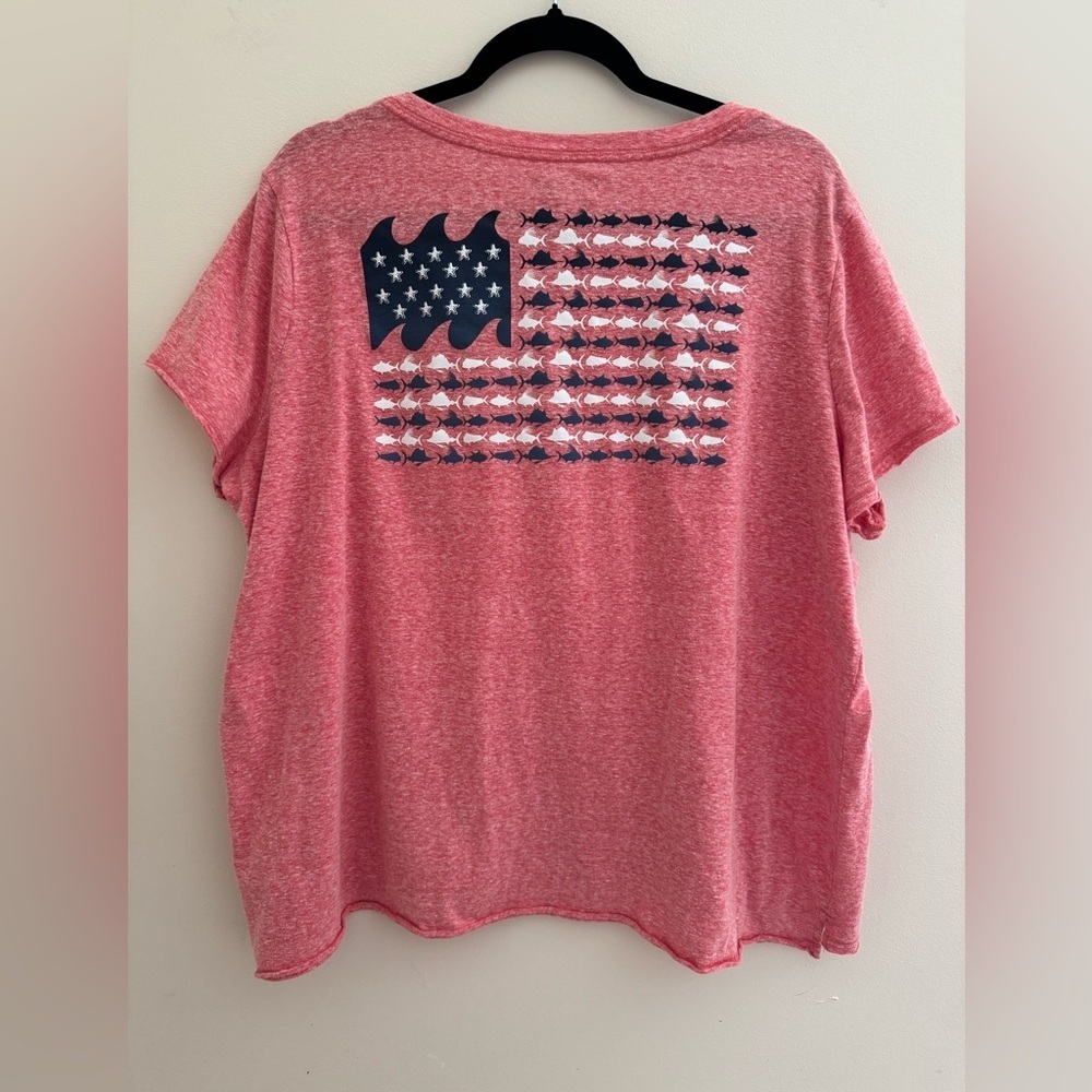 Ocean + Coast Women’s American Flag Fish Shirt Size 3X Red Fishing Outdoors - Picture 4 of 5